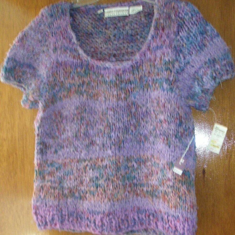 Vintage Sandy Starkman Multifacets Purple Weave Boho Sweater Top Size Med NWT